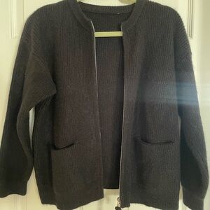 Black Wool Knit Cardigan